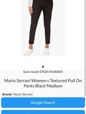 Mario Serrani Black Slim Textured Ankle Pants slide front button 25” inseam
